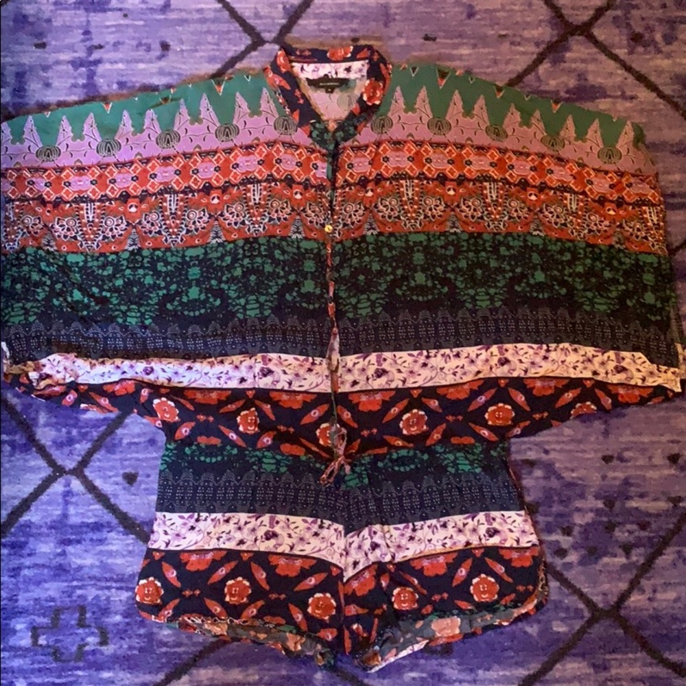 Boho Printed romper with oversized top